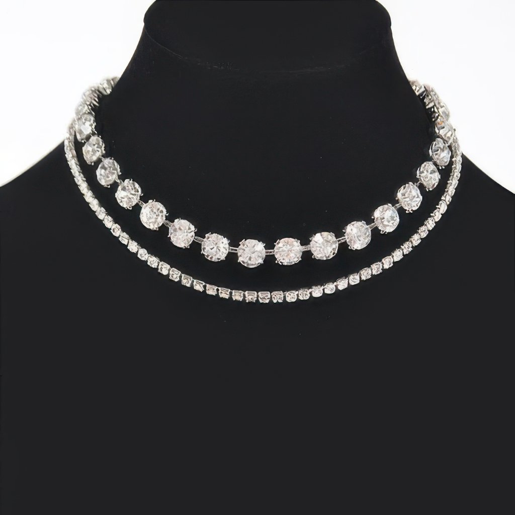 56082 Silver 56082 Silver 56082 Silver Rhinestone Necklace